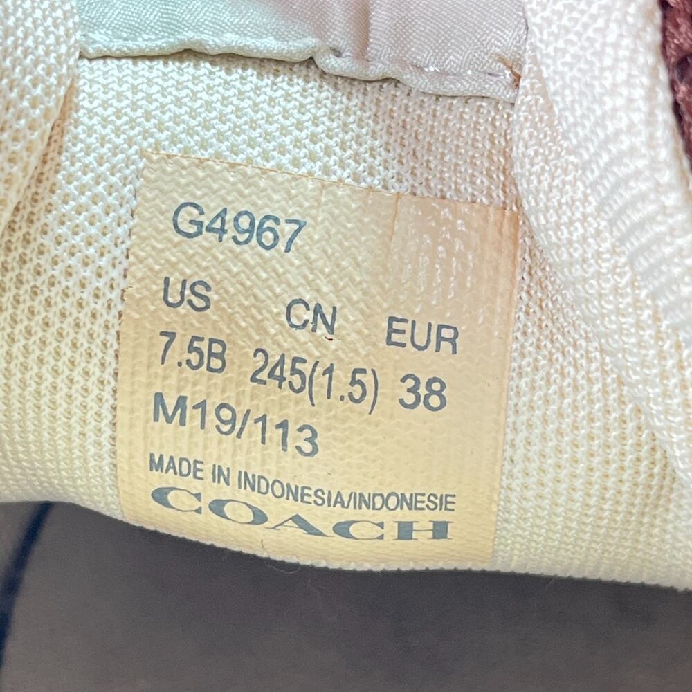 Coach Clip Khaki Saddle Brown Low Top Casual Sneakers Shoes G4967 Womens Sz 7.5B - Picture 7 of 8